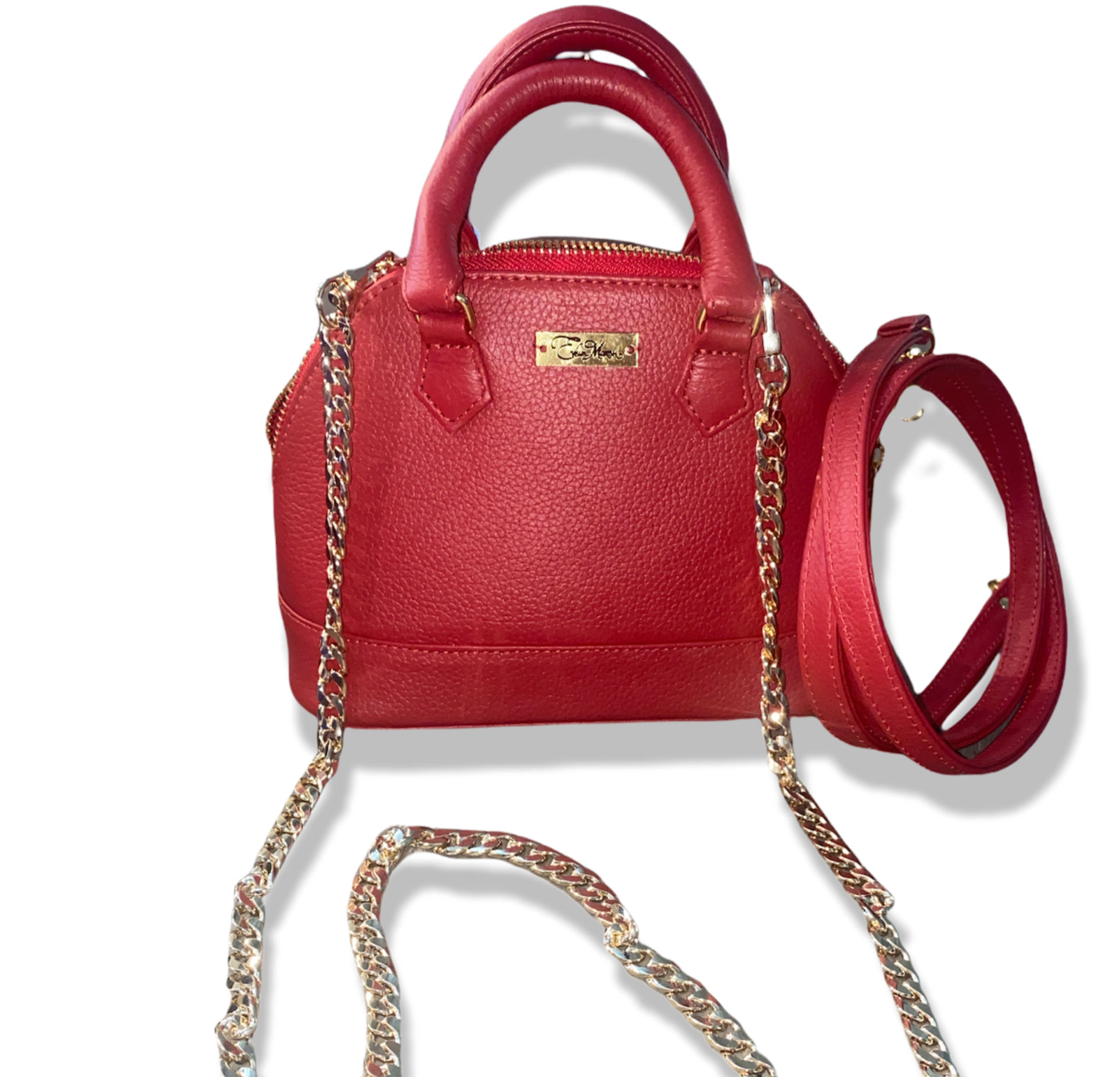 Red leather two straps 